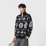 Geometric Pattern Casual Full Zip Cardigan
