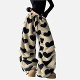 Versatile Elastic Waist Heart Print Drawstring Sweatpants