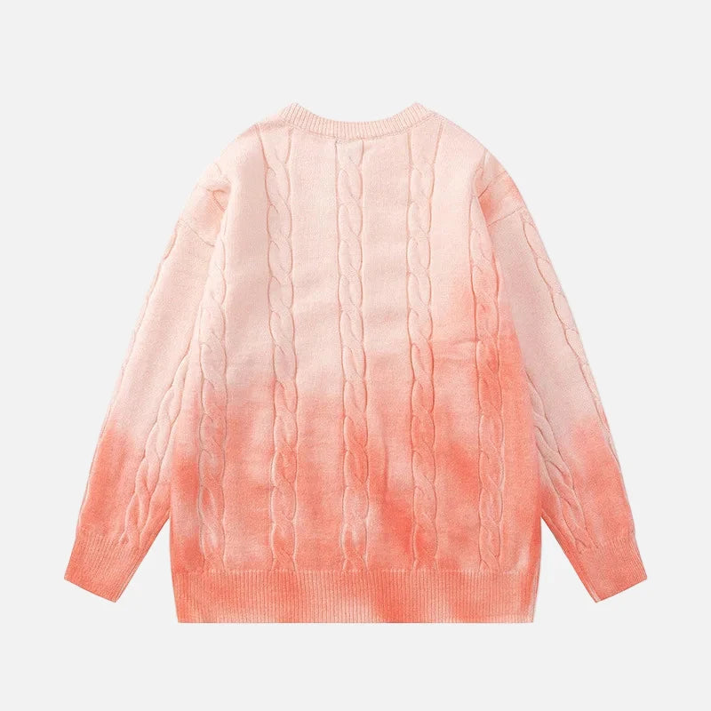 Y2K Colorful Gradient Cable Knit Sweater