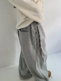 Lace-Up Eyelet Drawstring Sweatpants