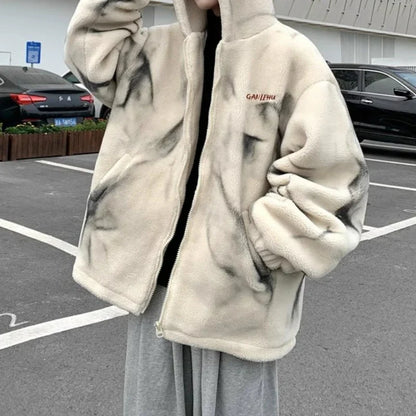 Y2K Warm Thickened Lapel Hooded Faux Fur Jacket