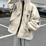 Y2K Warm Thickened Lapel Hooded Faux Fur Jacket