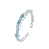 Cool Blue Drip Glaze Sterling Silver Ring