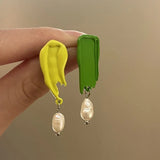 Colorful French Retro Pearl Drop Earrings