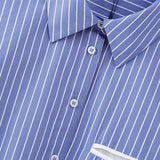 Y2K Striped Single Breasted Lapel Neck Casual Shirt