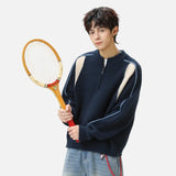 Streetwear Half Zip Mid Collar Knitwear Sweater