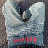 Retro Korean Letter Printed Wide Leg Jeans