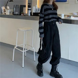 Y2K Striped Cropped Sweater