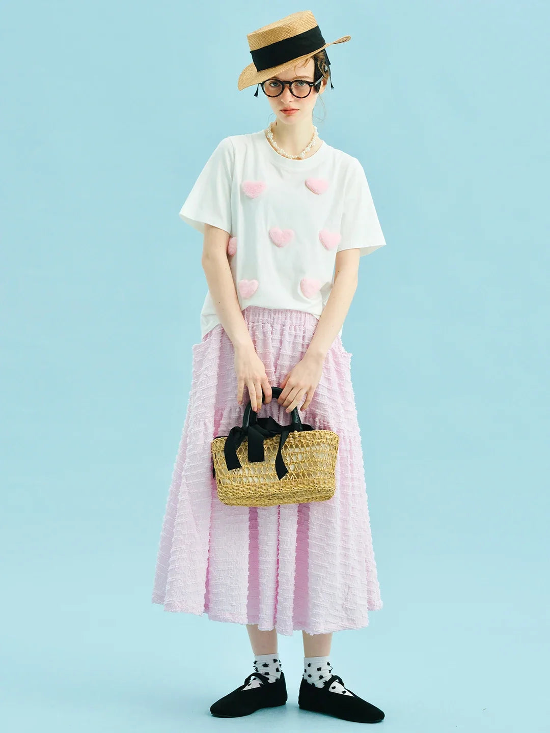 Soft Comfort White Heart Patch T-Shirt