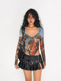Geometric Printed Slimfit Long Sleeve T-Shirt
