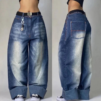 Washed Baggy High Waist Wide Jeans