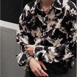 Casual Dark Korean Style Ink Painting Long Shirt