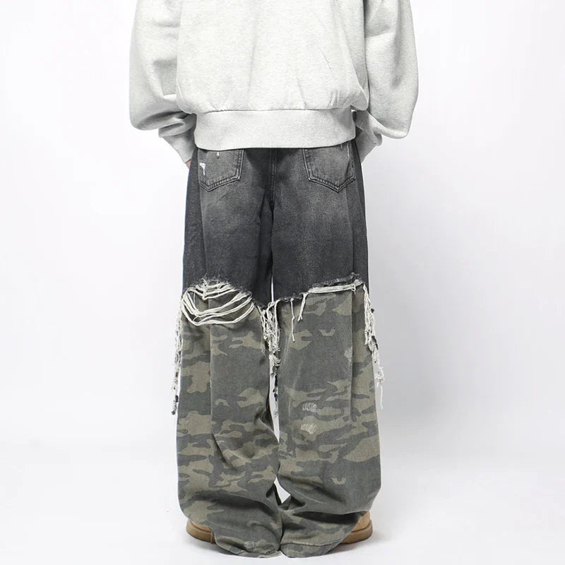 Stylish Camo Printed Straight Denim Jeans