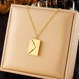 Gold Envelope Pendant Necklace