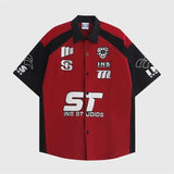Men Retro American Style Racing Embroidered Shirt