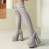 Minimalist Pointed Toe Square High Heels Boots