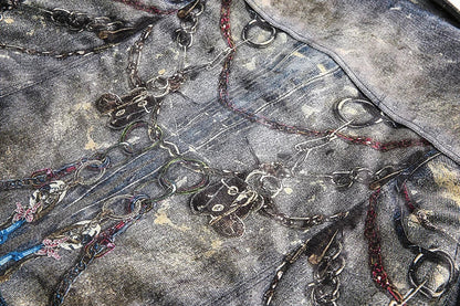 Abstract Chain Detail Denim Jacket