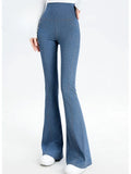 Women High Waist Flared Denim Leggings Jeans