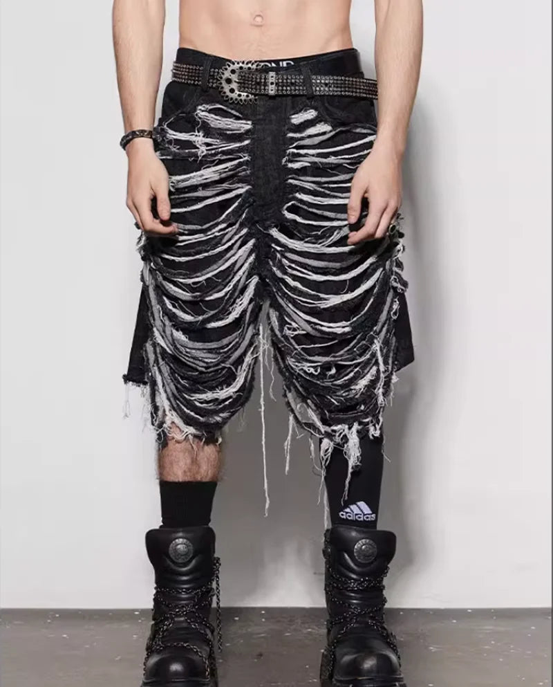 Streetwear Y2K Vintage High Waist Black Denim Jorts