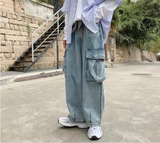 Handsome Retro Wide Leg Denim Cargo Jeans