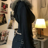 Dark Autumn Winter Faux Fur Hoodie