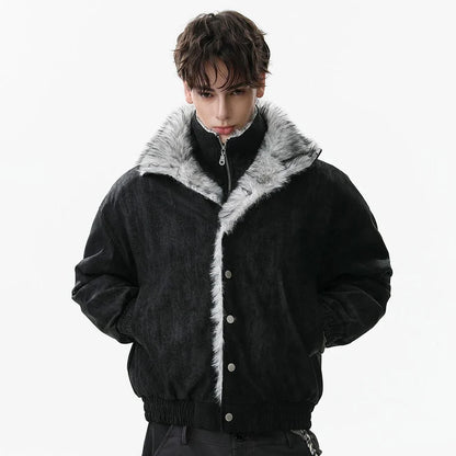 Streetwear Winter Vintage Fur Thicken Parkas Jacket