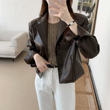 Women Faux Fur Retro Moto Leather Jacket