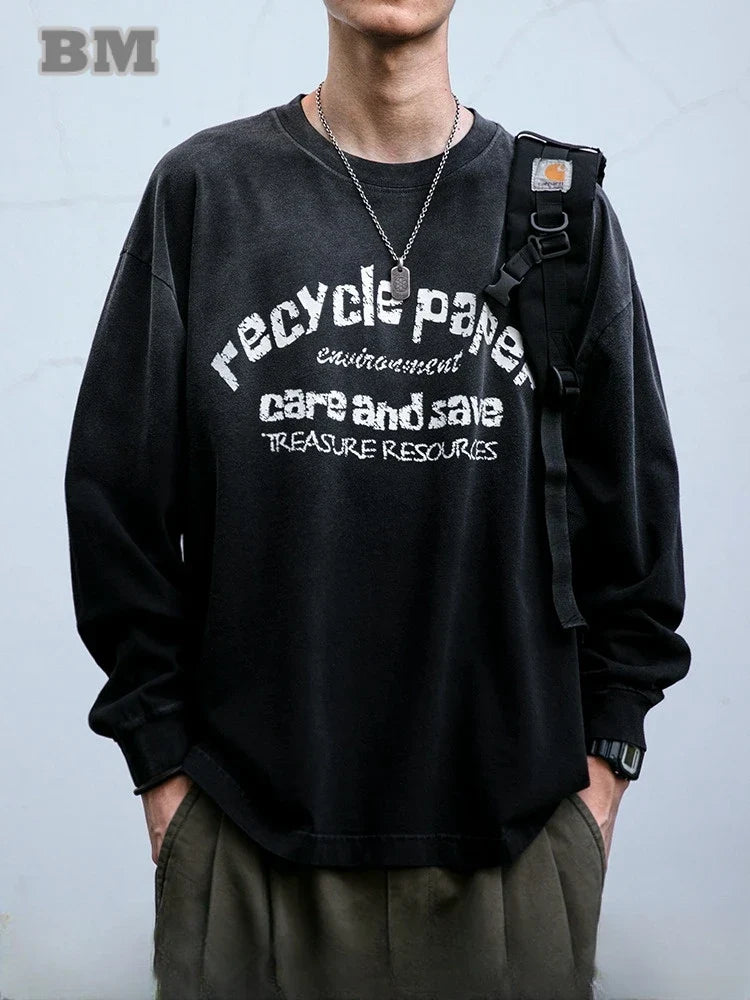 Stylish English Printed Long Sleeve T-Shirt