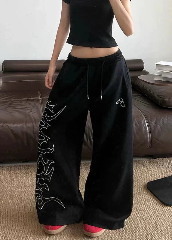 Japanese Style Drawstring Wide Leg Sweatpants