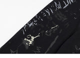 Gothic Graffiti Print Denim Pants
