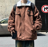 Korean Velvet Fur Collar Padded Parka Jacket