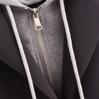 Versatile Fake Two Piece Detachable Hooded Coat