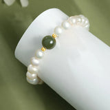 Stunning Jade Pearl Chinese Style Bracelet