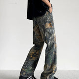Streetwear Vintage Retro Hip Hop Patterned Jeans