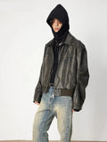 Men Vintage Distressed Brown Leather Jacket