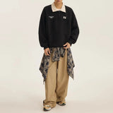 Velvet Embroidered Turn-Down Collar Sweatshirt