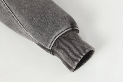 Washed Distressed Front Pocket Spliced Hoodie
