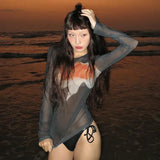 Vintage Mesh Long Sleeve Graphic T-Shirt