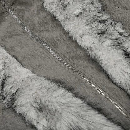Streetwear Winter Vintage Fur Thicken Parkas Jacket