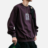 Versatile Loose Fit Round Neck Print Sweatshirt