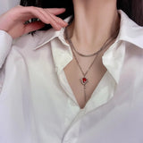 Rave Gift Gothic Red Rose Pendant Necklace