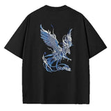 Summer Phoenix Embroidery Casual O-Neck Cotton T-Shirt