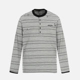 Elevated Ripped Henley Collar Long Sleeve T-Shirt