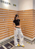 Streetweear Letter Print Baggy Wide Leg Sweatpants