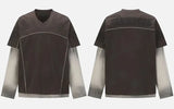 Grunge Two Layered Long Sleeve Sports T-Shirt