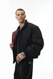 Cleanfit Deconstructed Stand Collar Bomber Jacket