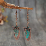 Boho Dragonfly Green Stone Dangle Earring