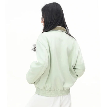 High Quality Green Lapel Aviator Jacket