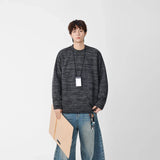 Textured Knit Crew Neck Long Sleeve Sweatshirt