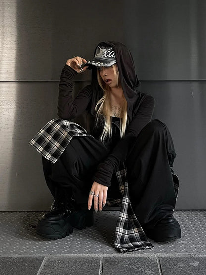 Streetwear Plaid Coverups Jazz Skater Cargo Pants
